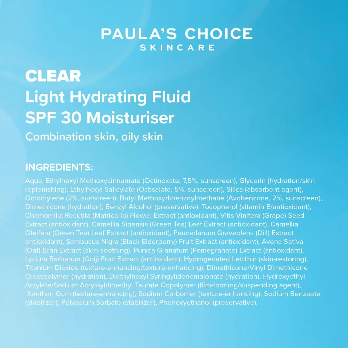 Paula's Choice CLEAR Tagescreme LSF 30 - Leichte Sonnencreme Gesicht - für Unreine Haut mit Mitesser & Akne - mit Vitamin E & Antioxidantien - Mischhaut bis Fettige Haut - 60 ml