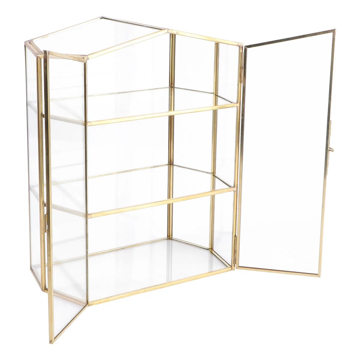 Schmuckkästchen Praktische Aufbewahrungsbox aus Glas mit Metallrahmen 3-lagige Kosmetik Organizer für Schmuck und Pflegeprodukte für Badezimmer und Schminktisch