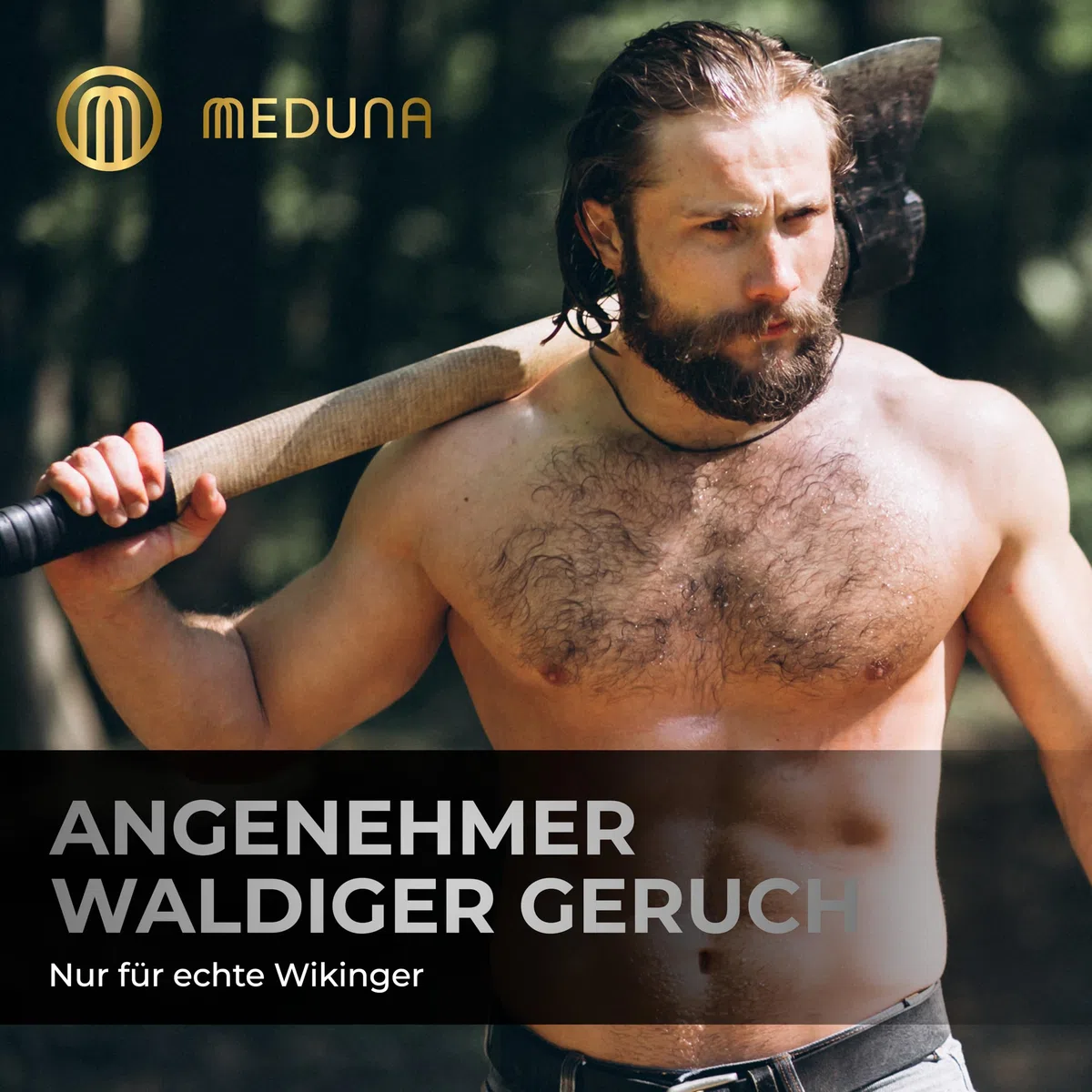 MEDUNA festes Haar-Shampoo Viking Nordic Forest - Kieferbaum Duft - Haarseife mit Bio-Kokosöl & Shea Butter - Naturkosmetik Haarpflege - silikonfreies Shampoo - Pflegeshampoo für alle Haartypen (375g)
