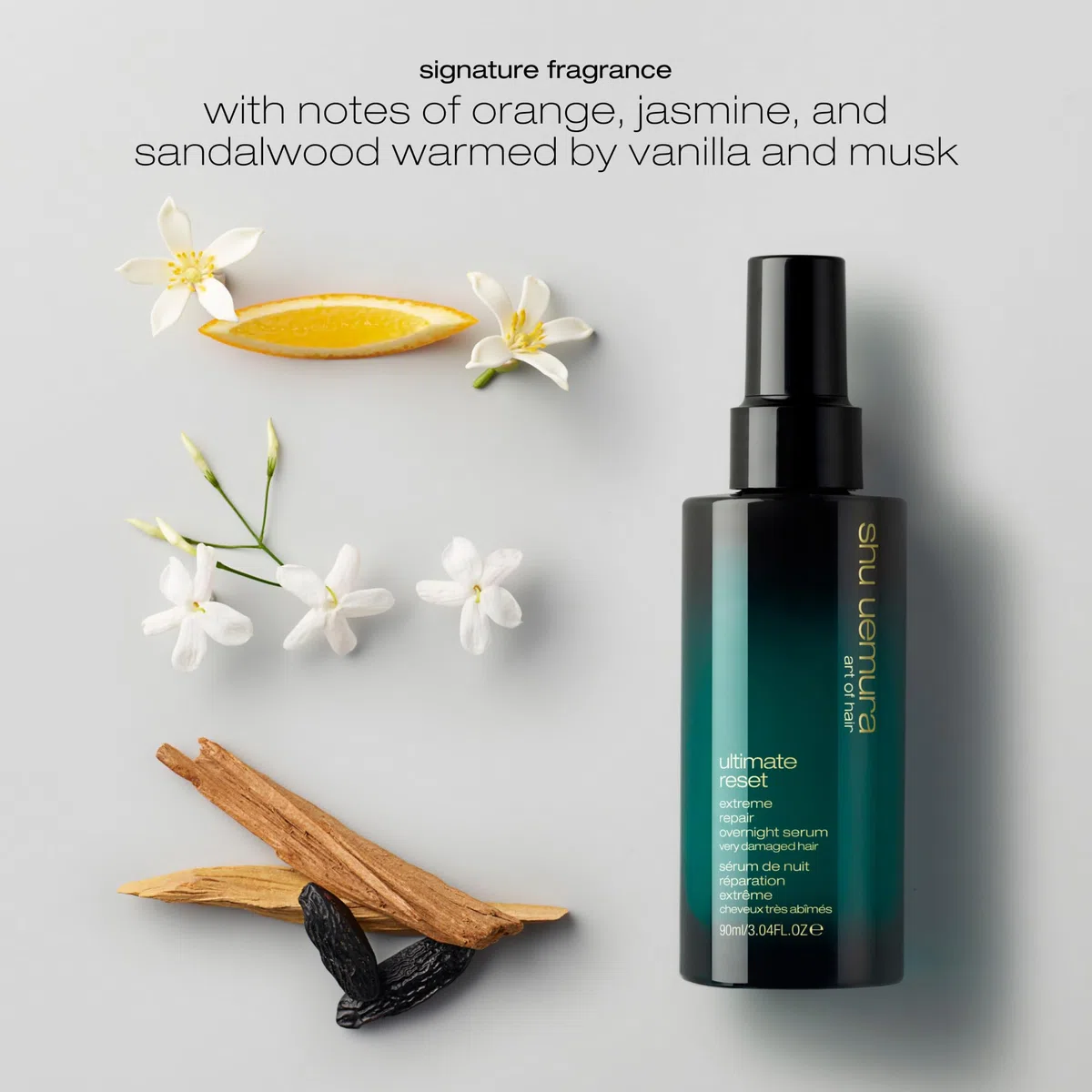 Shu Uemura, Ultimate Reset, Nachtserum, Für sehr strapaziertes Haar, Mit Hyogo-Reis und Peptiden, Reparierende und pflegende Wirkung für mehr Glanz, 90ml