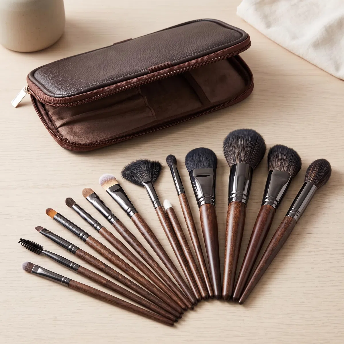 15-teiliges Make-up Pinselset professionell, mit Aufbewahrungstasche, für makelloses Gesichts-Make-up