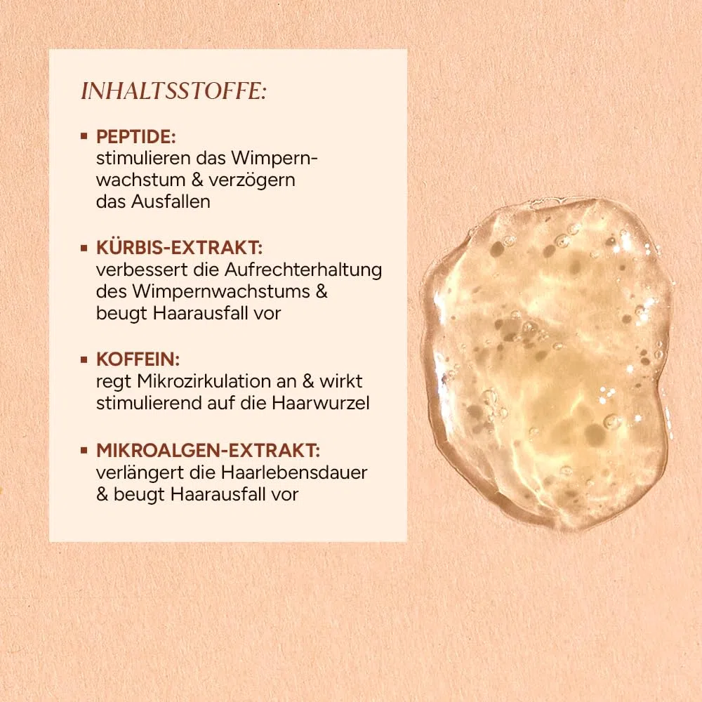 JUNGLÜCK Peptide Wimpernserum Ohne Hormone - Vegan | Für lange und dichte Wimpern und schöne Augenbrauen | Wachstum Lash Serum und Augenbrauenserum mit 5-fach Wirkkomplex aus Peptiden