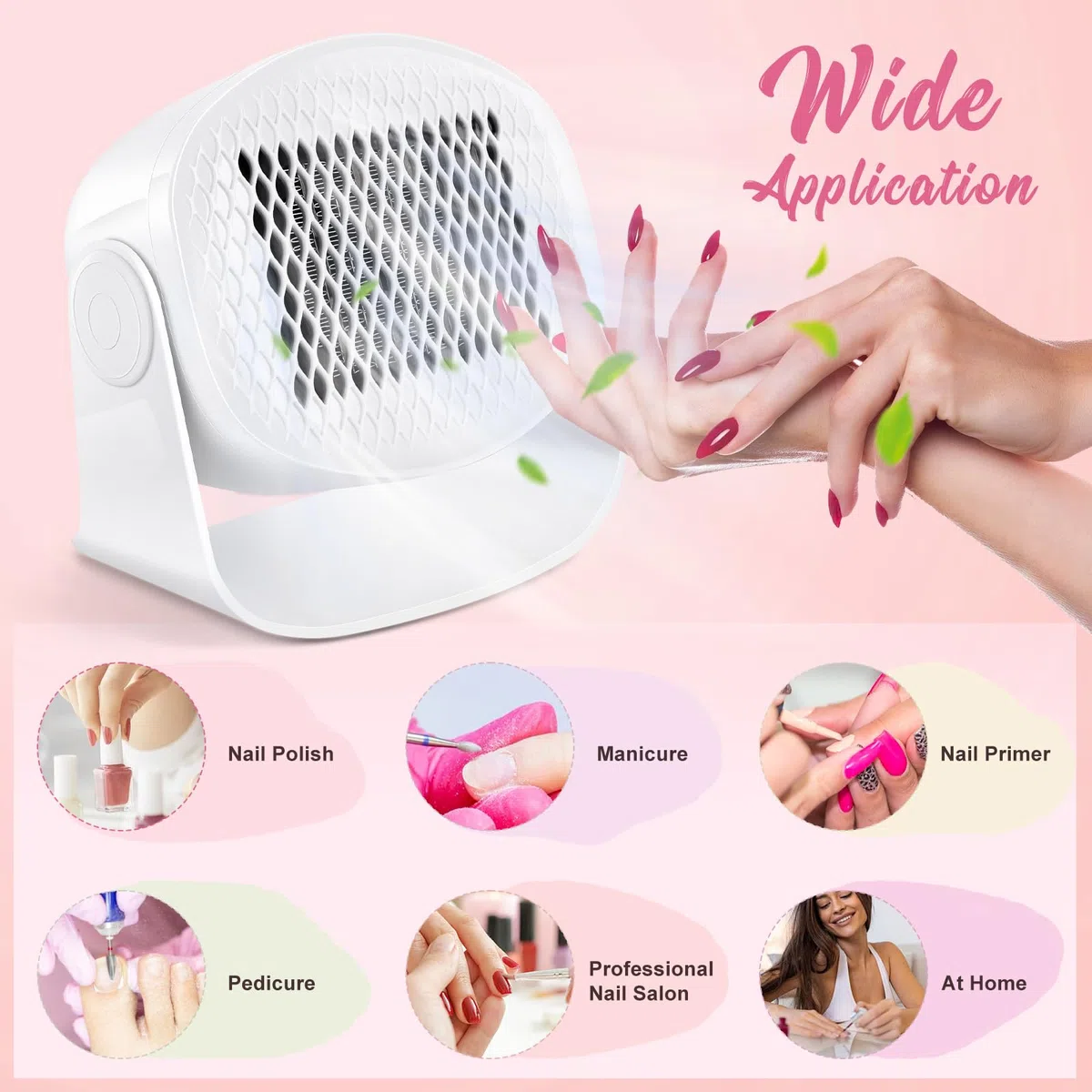 Roadtime Air Nail Dryer,600W Tragbarer Nageltrockner,Drehbar Nagellack Trocknergerät für beide Hände und Füße,Vier Ebenen warmer und kühler Windgebläse-Trockner für Zuhause und Salon
