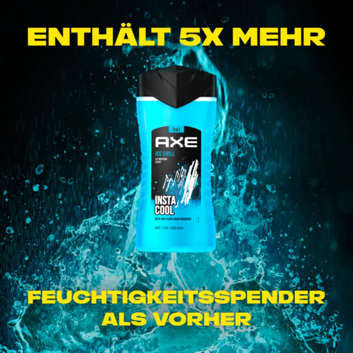 Axe 3-in-1 Duschgel & Shampoo Ice Chill für langanhaltende Frische und Duft nach der Dusche dermatologisch getestet 250 ml 12 Stück