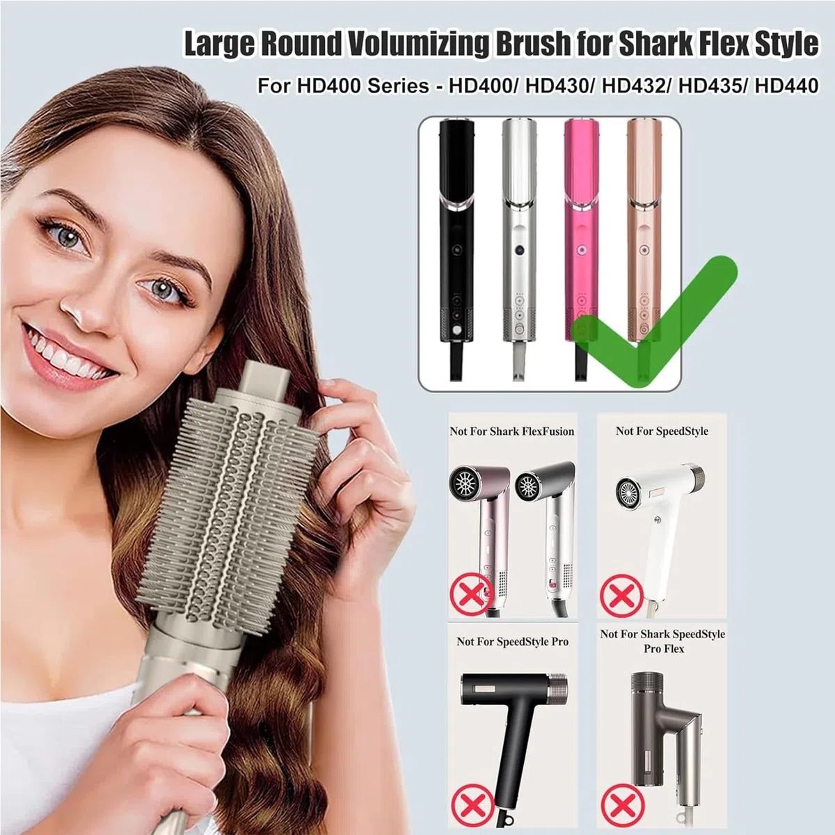 Chuancheng 2-in-1 lange Lockenfässer & runde Volumen-Bürstenaufsätze für Shark FlexStyle, Auto-Wrap Lockenwickler Aufsatz für strukturierte voluminöse Locken und Wellen