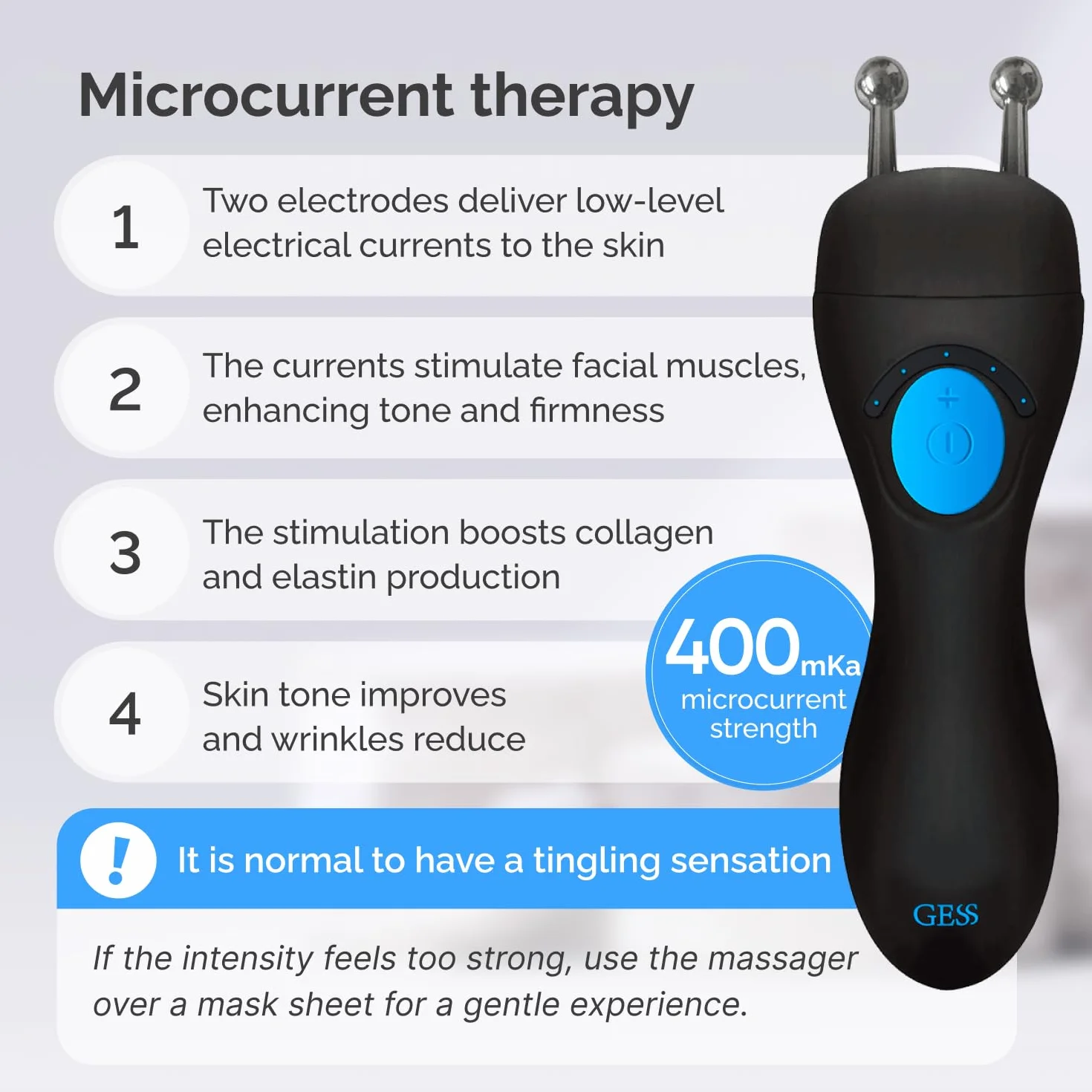 GESS MT Mikrostrom Gerät Gesicht, Face Lifting, Anti Aging Microcurrent EMS Facial Device, Radiofrequenz, Kieferstraffungsgerät, hautstraffung gesichtspflege gerät, gesichtsmassagegerät gegen falten