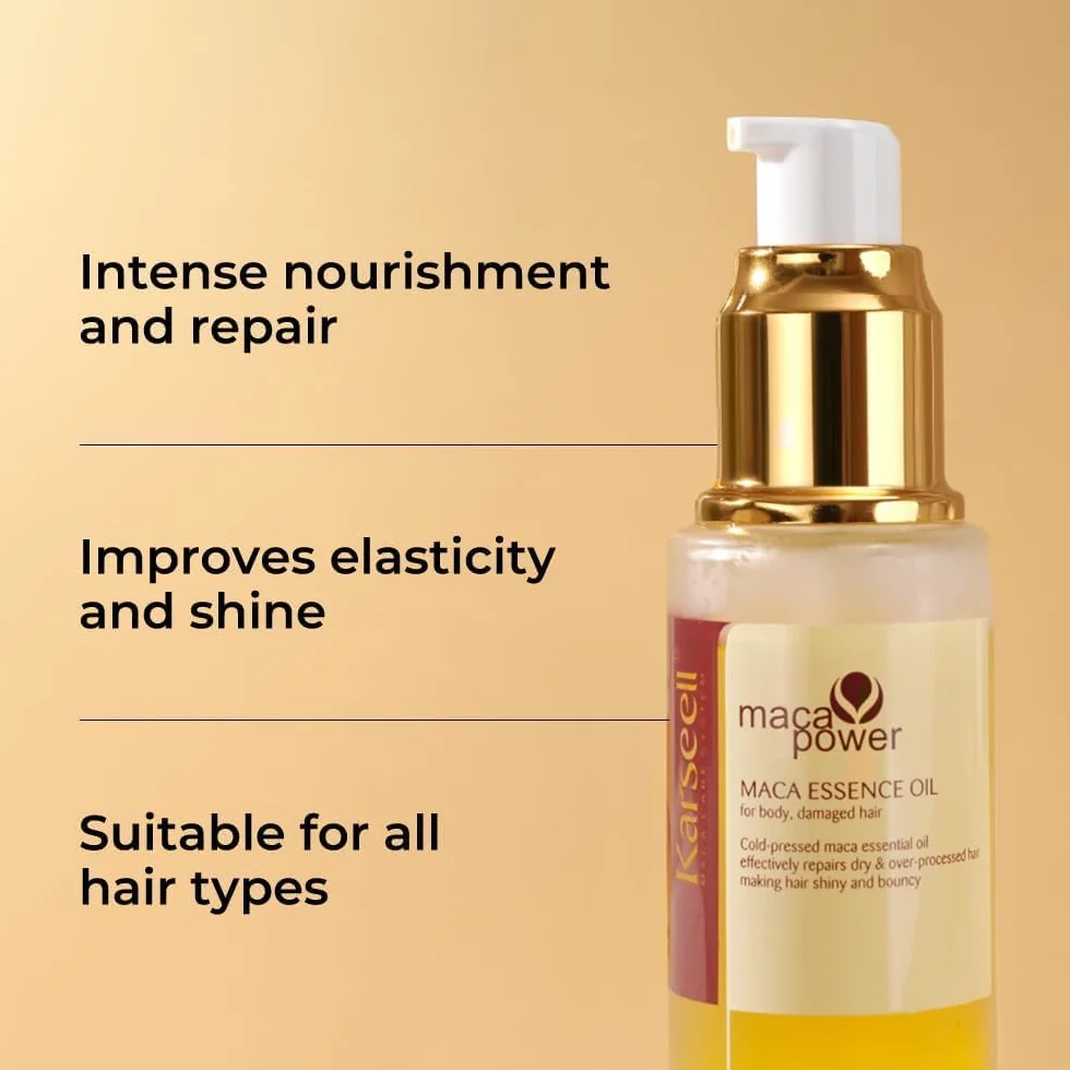 Karseell Maca Essenz Reparatur Set, Kollagen Haarmaske & Haaröl Tiefenreparatur Haarpflege für Trockenes Geschädigtes Haar Alle Haartypen 500ml + 50ml