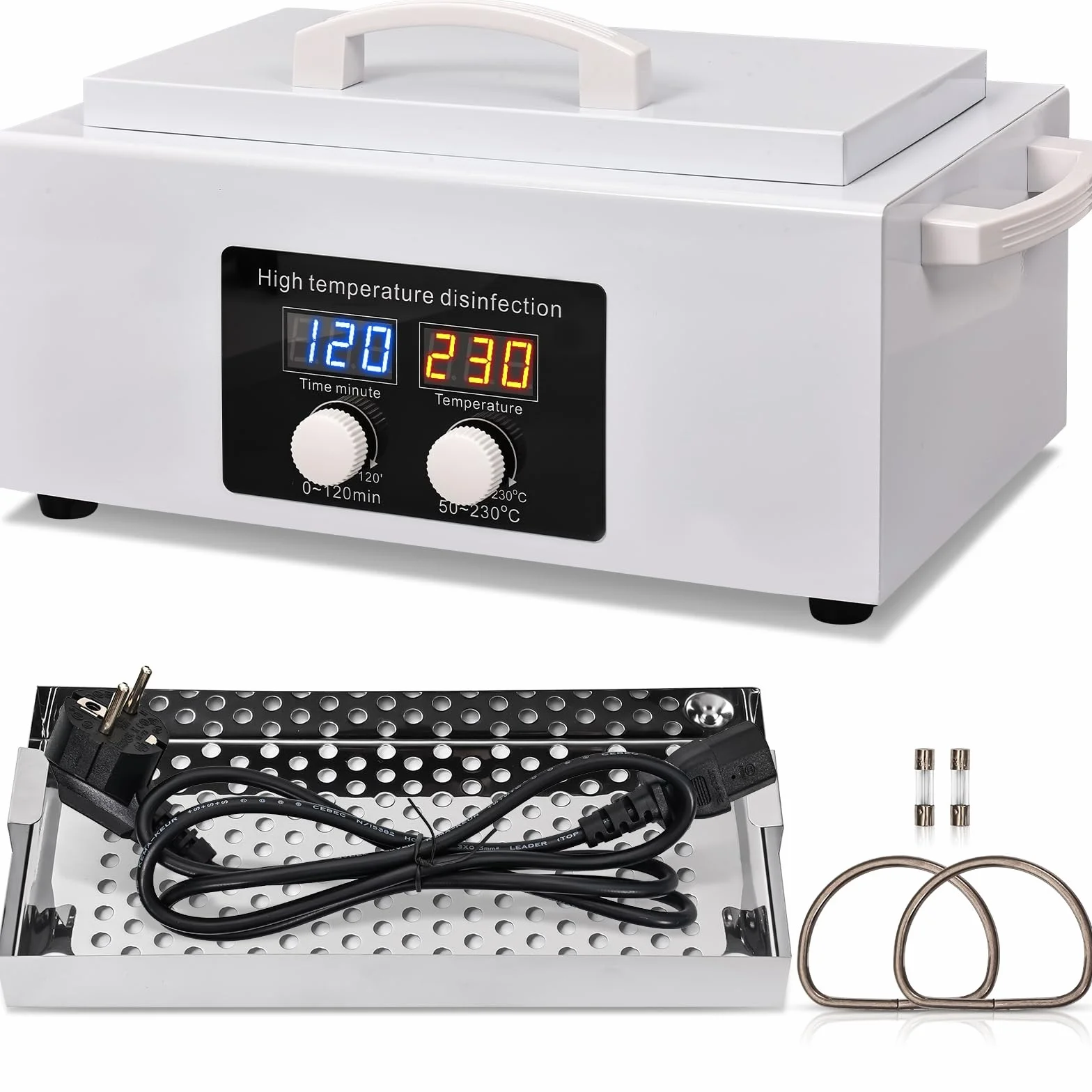 Neue Generation Hochtemperatur-Metallwerkzeug-Sterilisator, 300 Watt Trockenhitze-Sterilisator, 230°C Nagelwerkzeug-Sterilisator mit LED-Temperaturanzeige und Timer, für Schönheitssalon