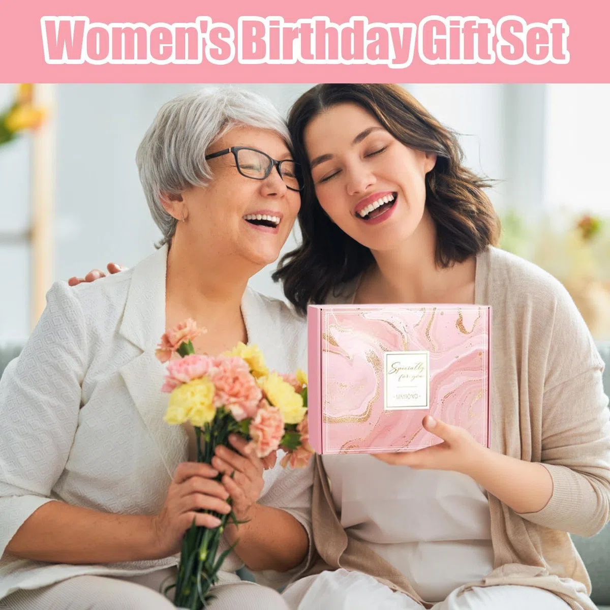 Damen-Set | Spa & Körperpflege Set | Luxuriöses Wellness | Set mit Flanelldecke für Muttertag, Postnatal, Studenten und Brautgeschenk