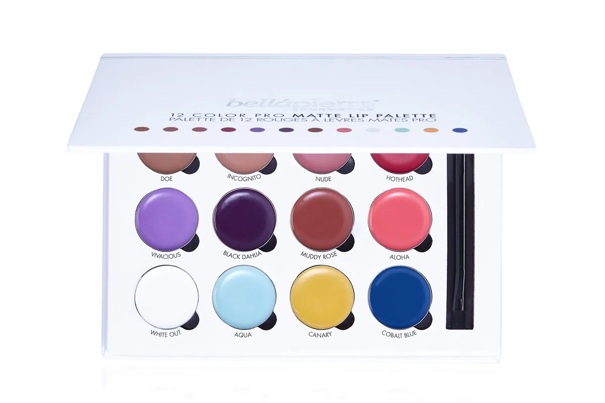 Bellapierre Cosmetics 12 Color Pro Matte Lip Palette, 13 ml