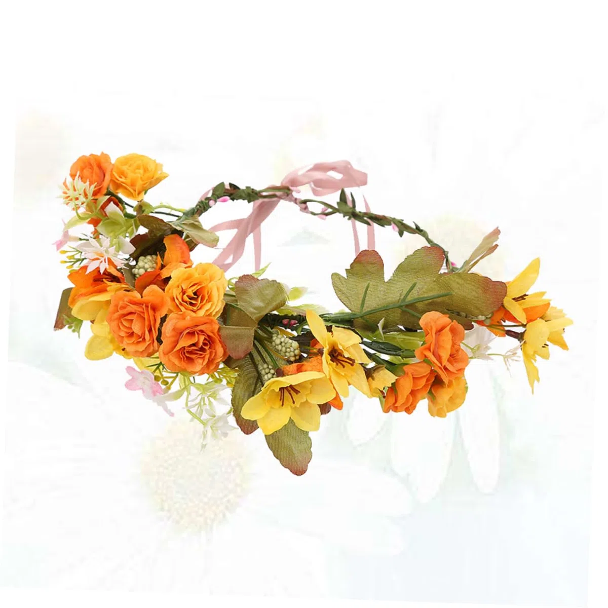 FRCOLOR 3stücke Brautkranz Haarreifen Aus Kunstblumen Orangefarbener Hochzeits Haarschmuck Für Damen Für Partys Bühnenaufführungen Festliche Anlässe Attraktives Accessoire Für