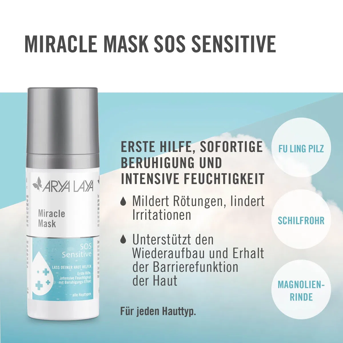 ARYA LAYA Miracle Mask Trio, 3 x 30 ml: pflegende Gesichtsmasken im Set, für alle Hauttypen: mit Glow-Effekt, Glättungs-Effekt & Beruhigungs-Effekt