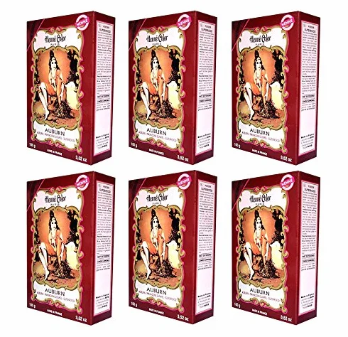 6 X 100g Henna Color Naturhaarfärbemittel Pulver Farbe Öko Mahagoni dunkel (auburn) -6Stück