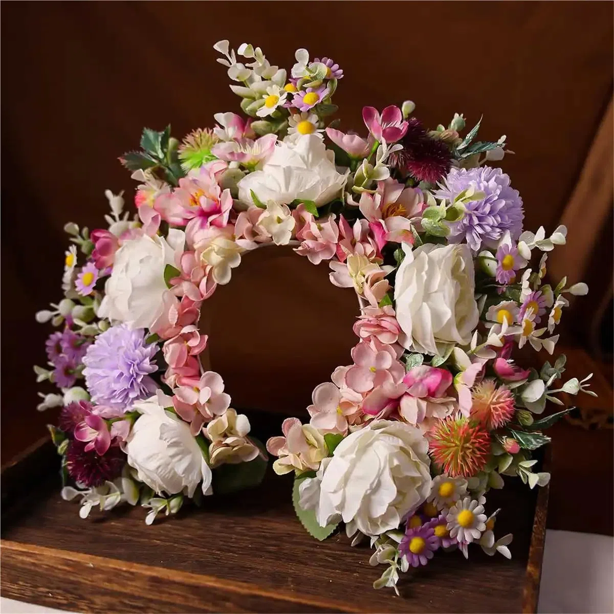 Women Head-Dress Colorful Flower Headband Hair Wreath Wedding Party Costume Headpiece For Bridal Fashion Accessory(14)