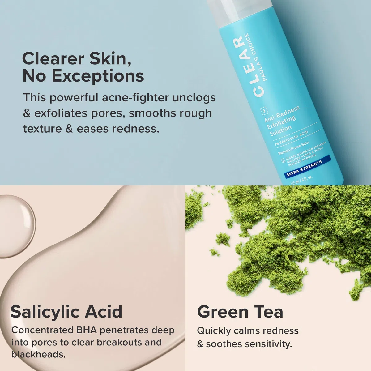 Paula's Choice CLEAR Extra Strength 2% BHA Peeling - Poren Verkleinern, Bekämpft Mitesser & Pickel - Anti-Rötungen-Gesichtspeeling mit Salicylsäure - Mischhaut bis Fettige Haut - 118 ml