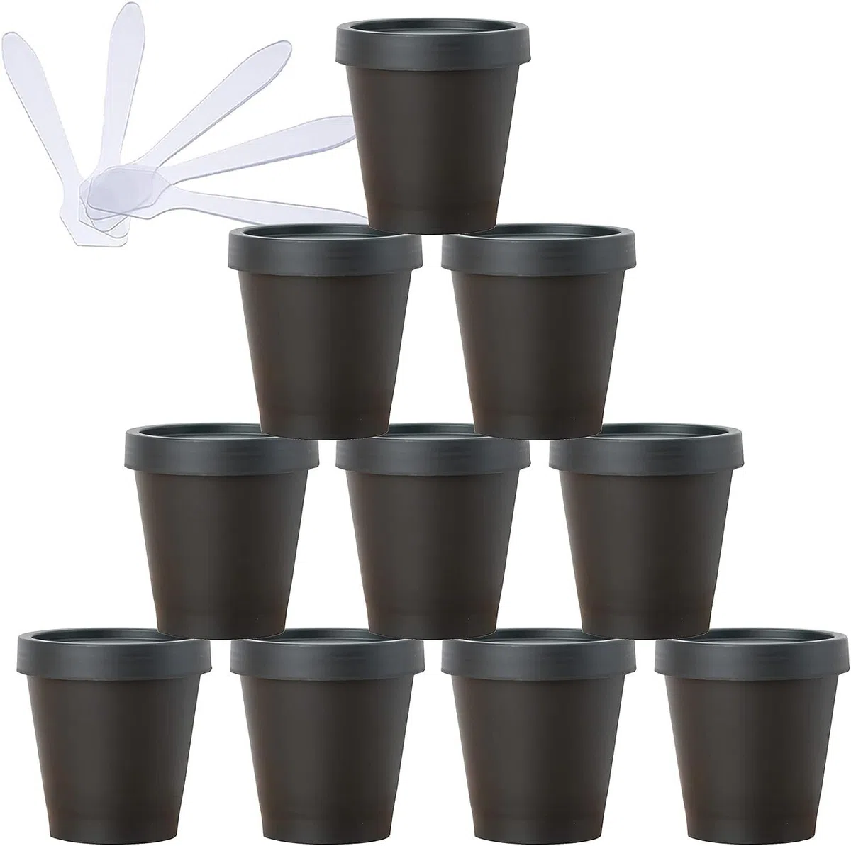 Kosmetiktiegel, 20 PC-Vorratsdosen aus Kunststoff mit Inneneinsatz zur Aufbewahrung von Körper-, Hand- und Gesichtscreme, Lotion, Gel, 5 x Spatel(Black,200ml)