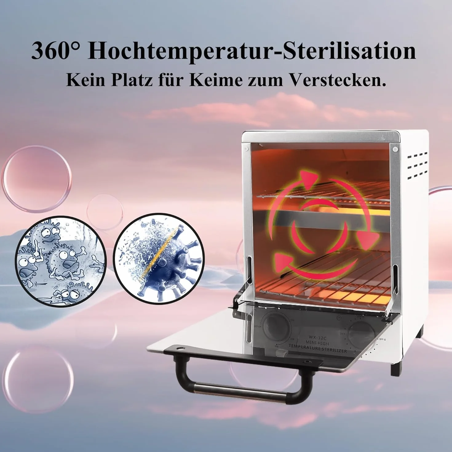 C12 Heißluft-Sterilisator, Double Shelf Dry Heat Sterilisator, 250 Grad Infrarot-Autoklav Autoklav mit Timer-Steuerung für Dental, Tattoo, Pediküre Studios, Friseur Studios Nagelstudios
