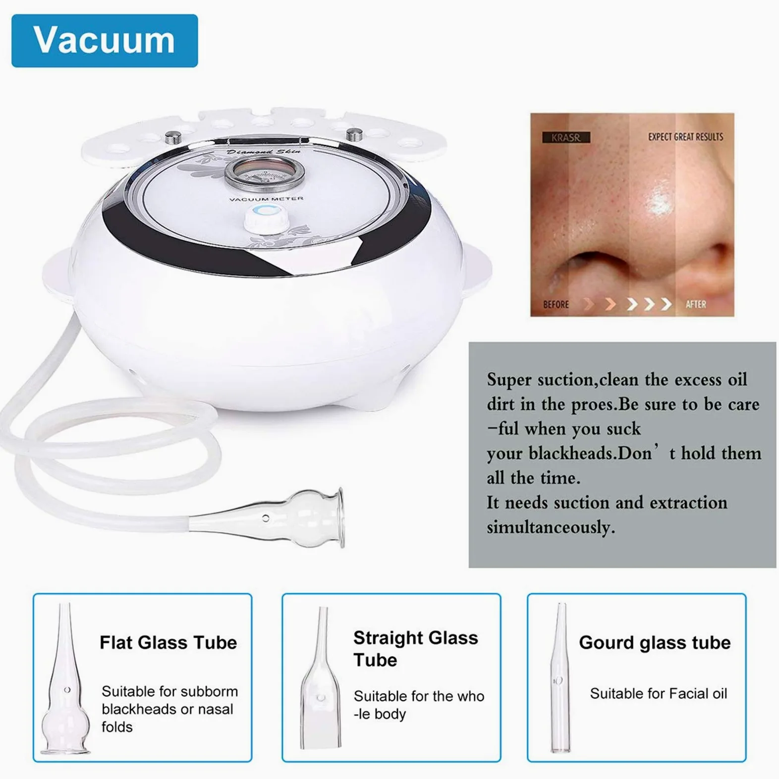 TwoWin Diamant Mikrodermabrasion Dermabrasion Maschine, 3 in 1 Professionelle Hautverjüngung Akne Faltenbehandlung Salonausstattung für Gesicht mit Vakuum und Spray (Starke Saugkraft: 65-68 cmhg)