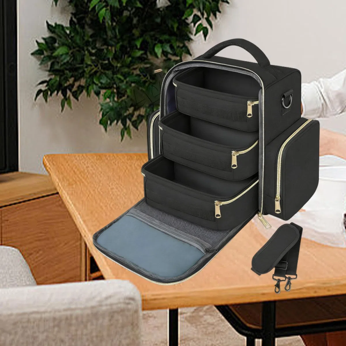 Nagellack Organizer, Gel Nagellack Reisebox, Geeignet für 72 Fläschchen, mit Stabilem Tragegriff, Ideales Geschenk für Maniküristinnen, Schwarz