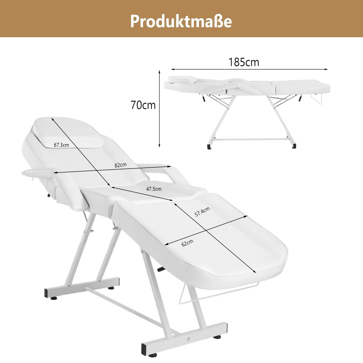 Bonnlo Massageliege verstellbar Kosmetikliege Tattooliege Massage Tattoo Stuhl Kosmetiker Bett Mehrzweck Gesichtsbett Stuhl Weiß