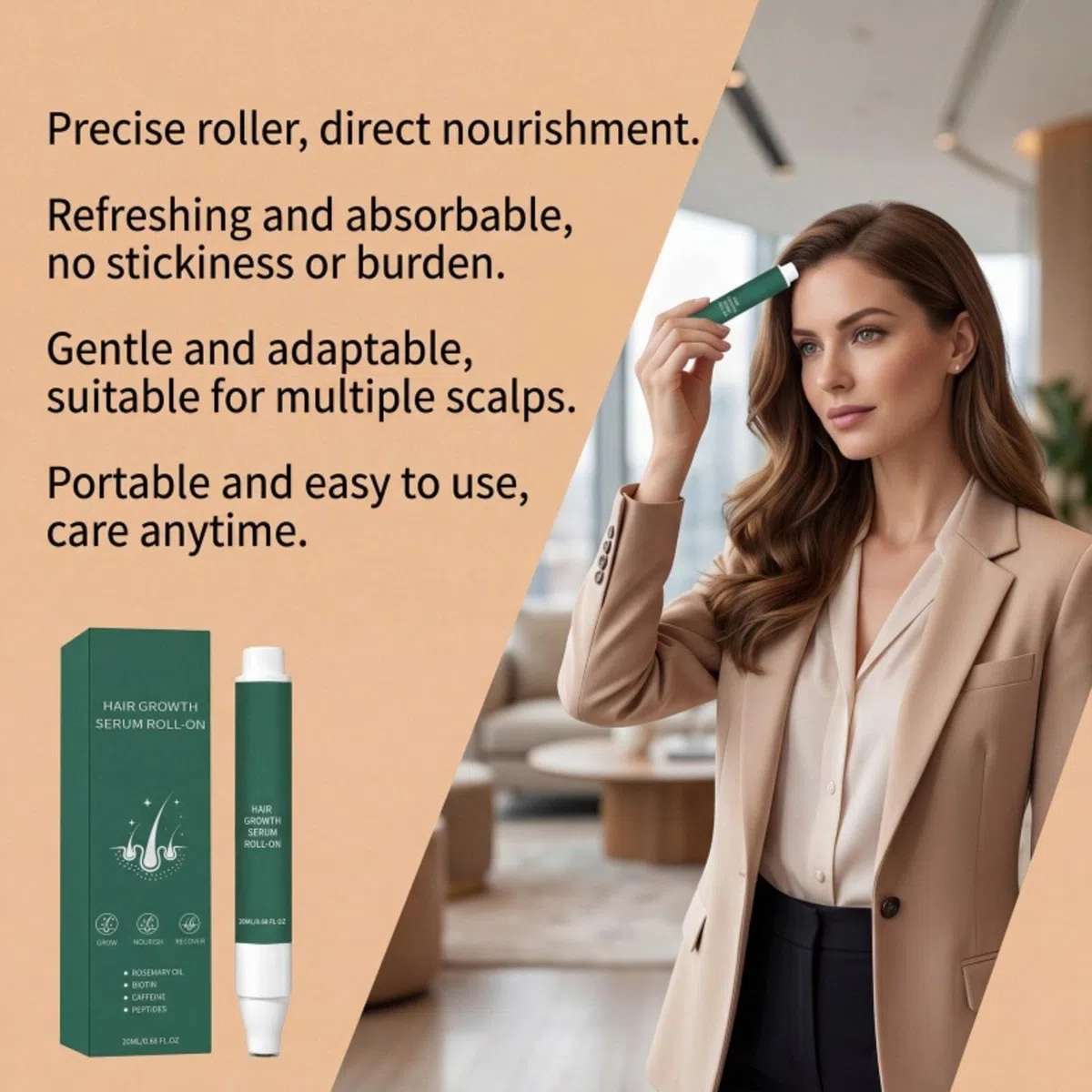 Haarwachstumsserum Roll-On 20 ml – fördert das Wachstum & repariert die Haare – beruhigende Scalp-Pflege für feines / geschwächtes Haar