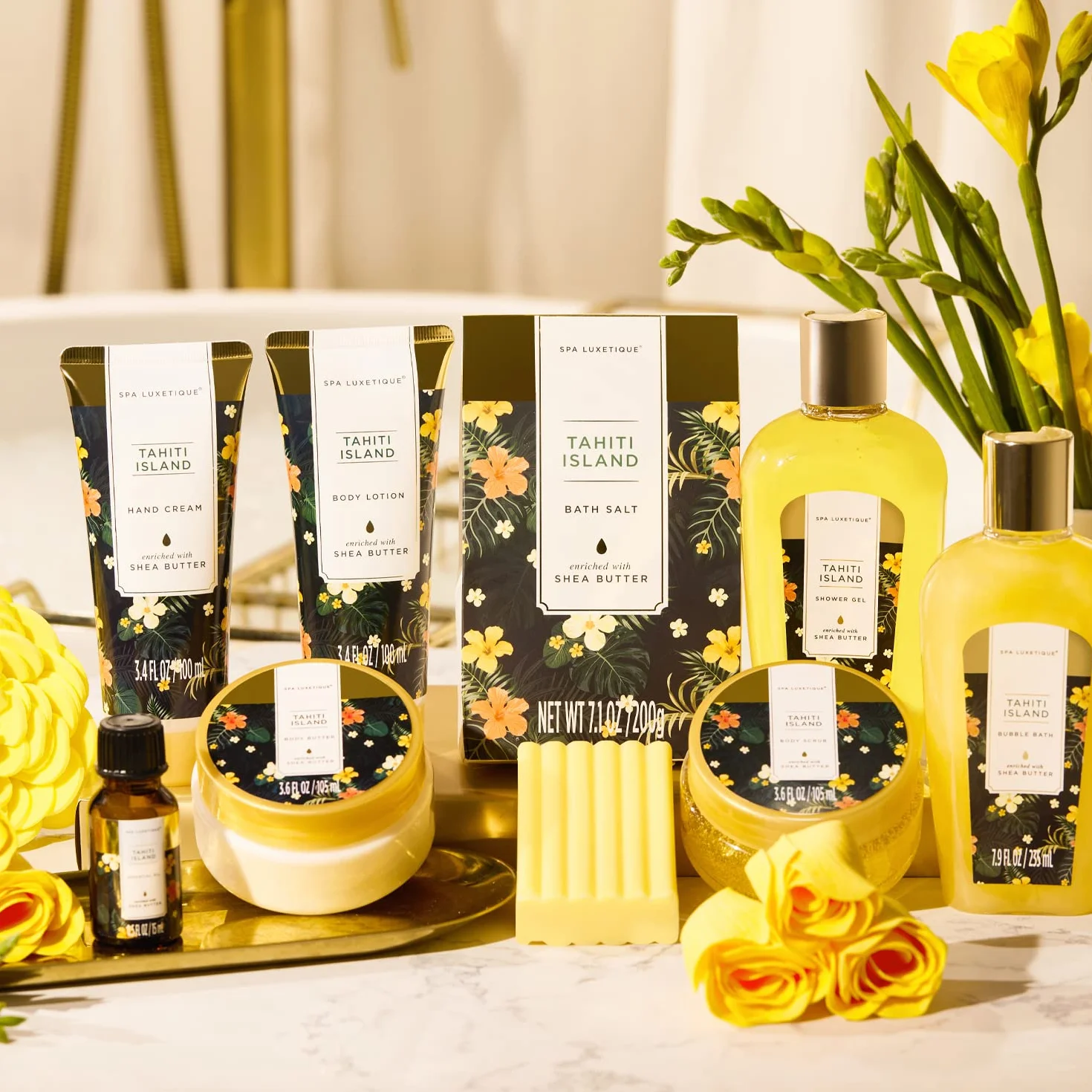 Spa Luxetique Geschenke für Frauen 12tlg Tahiti Insel Bade Geschenkset mit ätherischem Öl