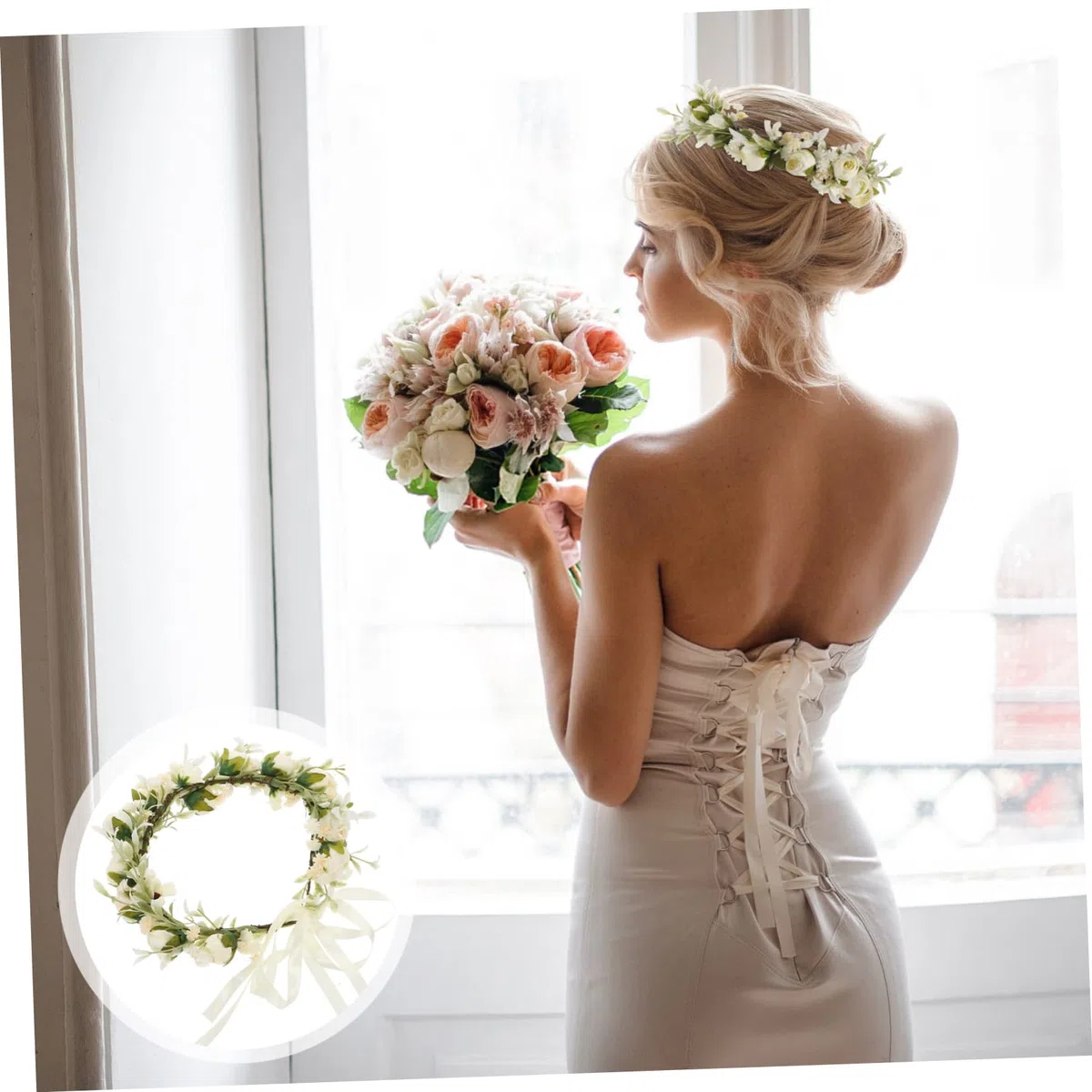 Beavorty 3stücke Blumenkranz Haarband Hochwertigen Kunstrosen Kopfstück Für Hochzeiten Braut Und Fotografie Vielseitig Für Feiern Und Besondere Anlässe