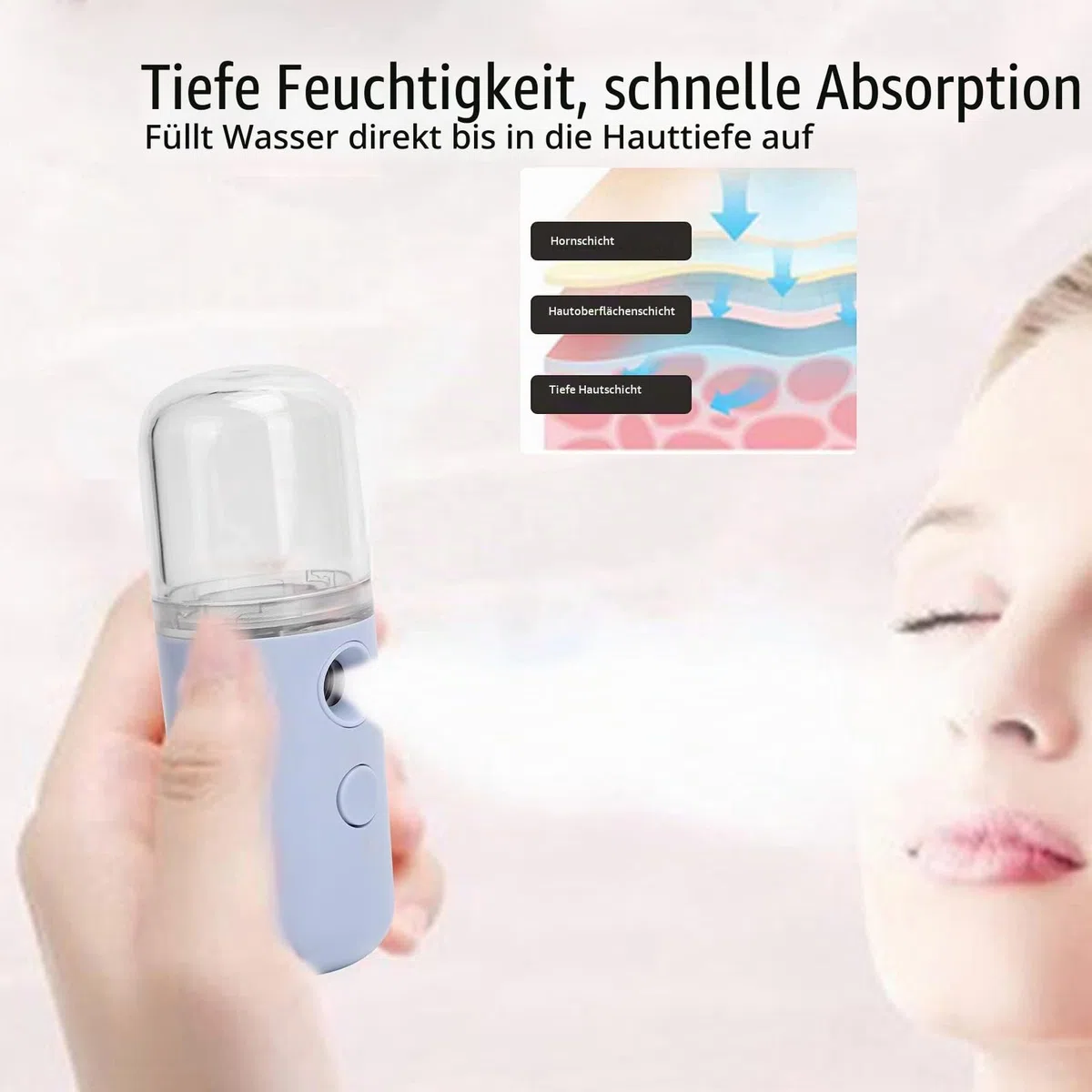 Sonew Gesichtsnebel Sprüher, Wiederaufladbarer Nano Gesicht Mister, Feuchtigkeitsspendender, Feuchtigkeitsspendender Gesichts-Luftbefeuchter-Sprüher für Mann und Frau, der(helles Lila)