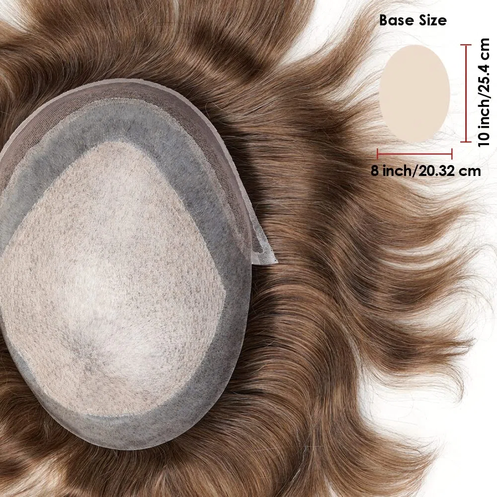 Lordhair Knotenlos Toupet für Männer, Haut Eben Injiziert Spitzenfront Mensch Haar System, Basisgröße 8x10 Zoll Leichte Mittlere Dichte Herren Haarteil