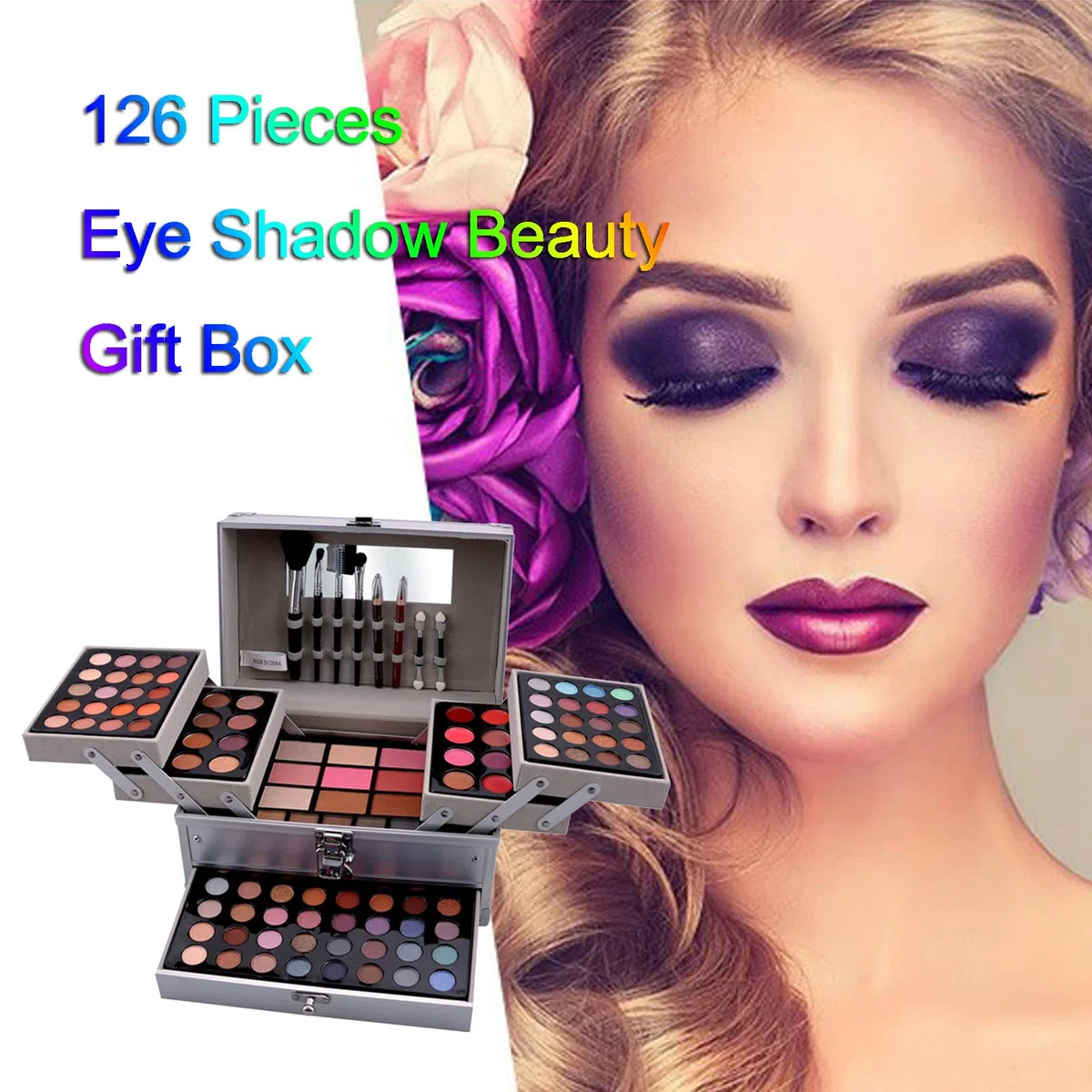 Make-up-Koffer Set, 118 Farben, Profi-Palette für Damen, Lidschatten, Lipgloss - Geschenk zum Geburtstag, Weihnachten