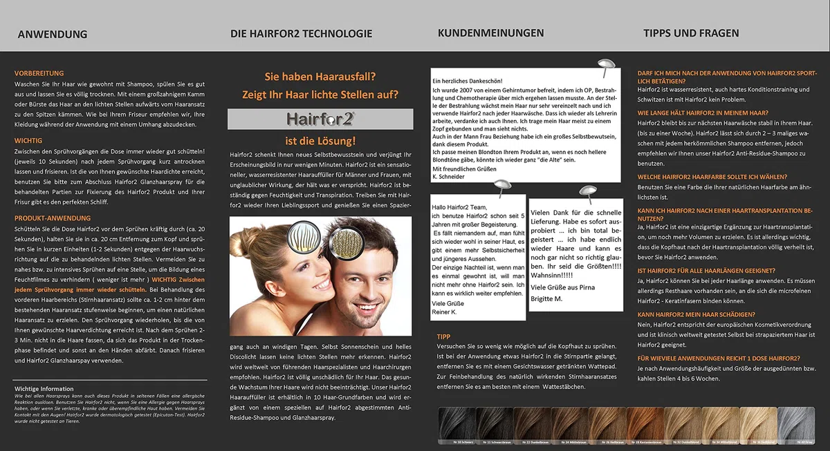 Hairfor2 Haarverdichtungsspray gegen lichtes Haar | Haarpuder | Streuhaar | Haarauffüller | Haarausfall | Haarverdichter (300ml, Mittelblond)
