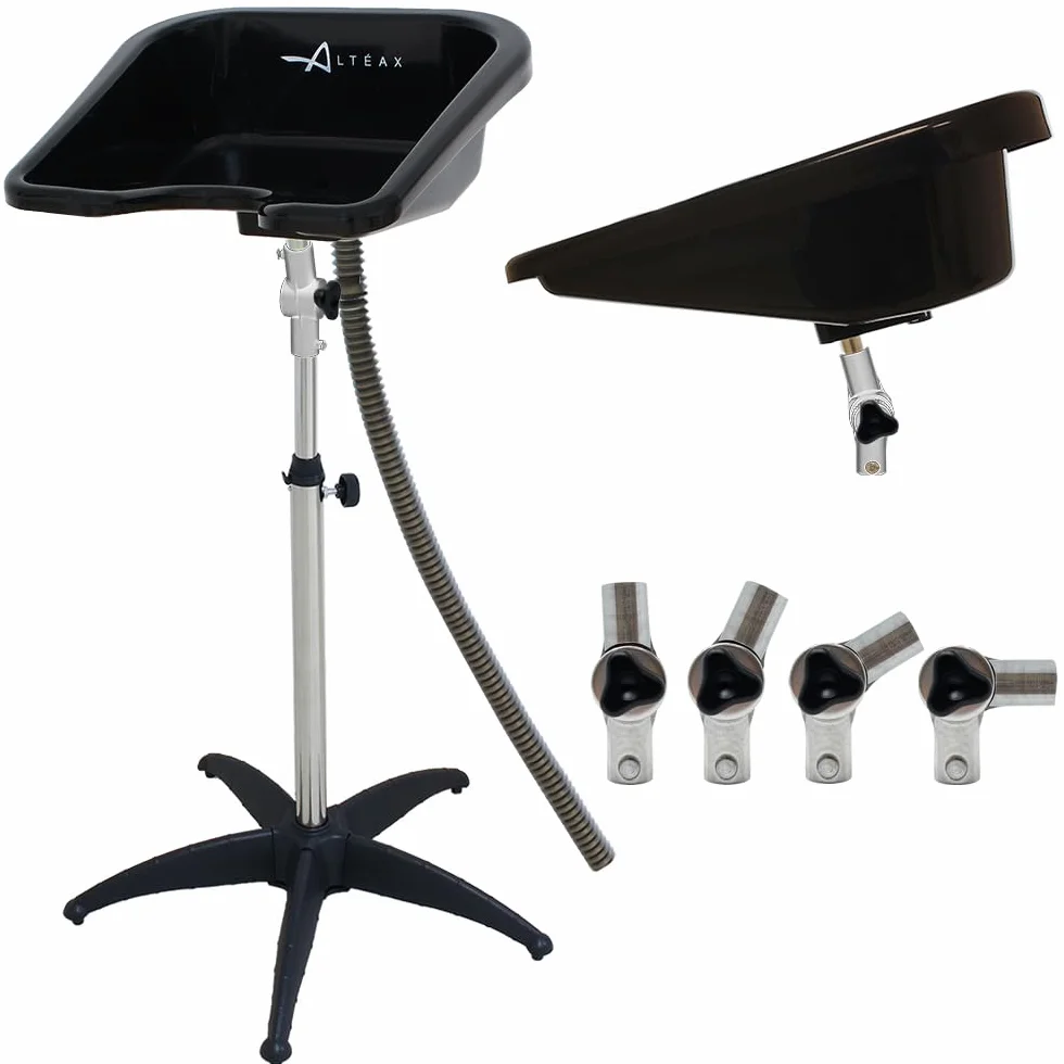 Altéax Tragbares Haarwaschbecken für Friseure - Verstellbar in Höhe und Neigung, Ergonomisches Design für Behinderte - Professionelles Haarwaschbecken