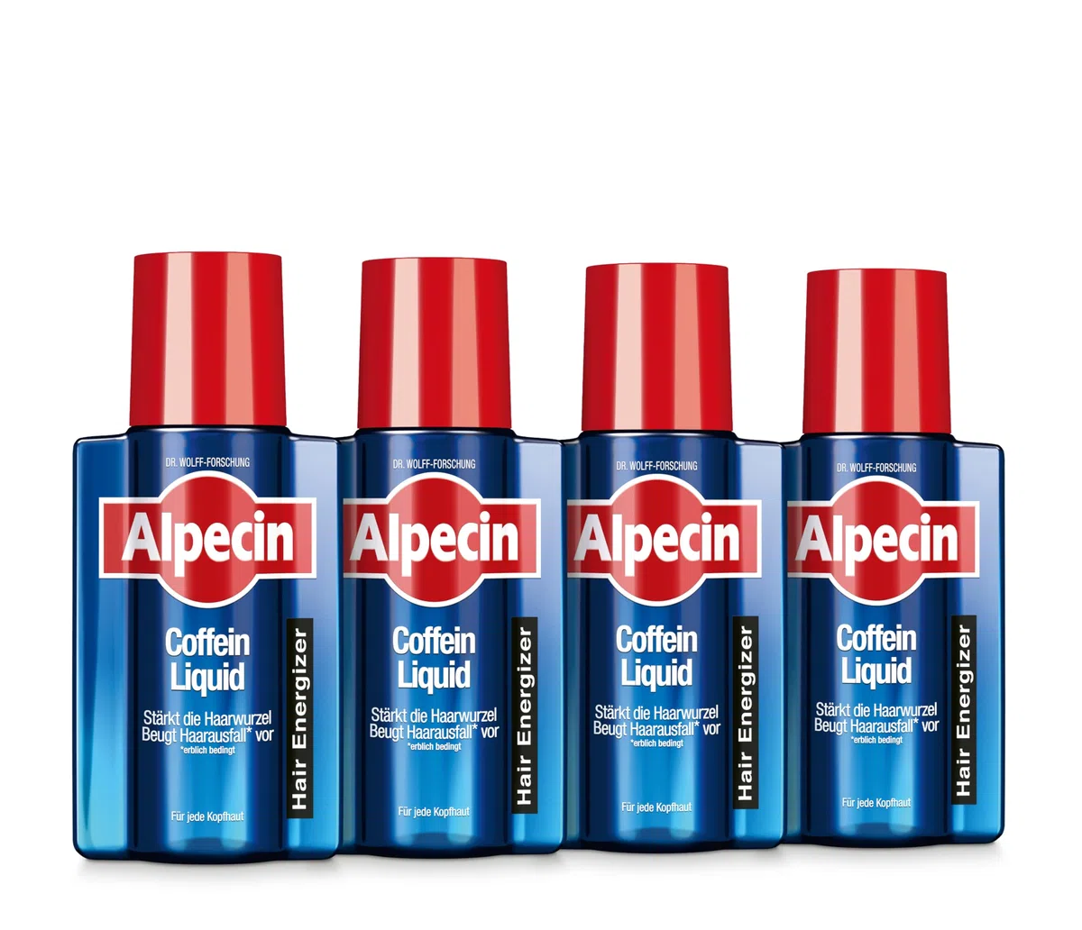 Alpecin Coffein-Liquid - 4 x 200 ml - Haarwasser zur Vorbeugung von erblich bedingtem Haarausfall bei Männern – zur Stärkung der Haarwurzel