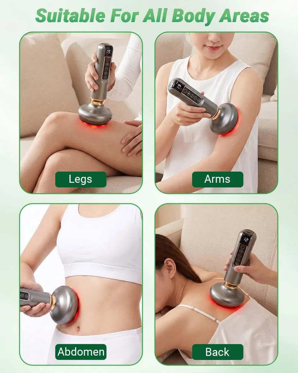 Elektrisches Cellulite Massagegerät mit 12 Saugstufen & Wärmefunktion,Vakuum-Massagegerät,Schröpfgerät elektrisch für Bauch,Beine,Arme & Taille,Muskelentspannung,USB-C Wiederaufladbar,Tragbar,Grau
