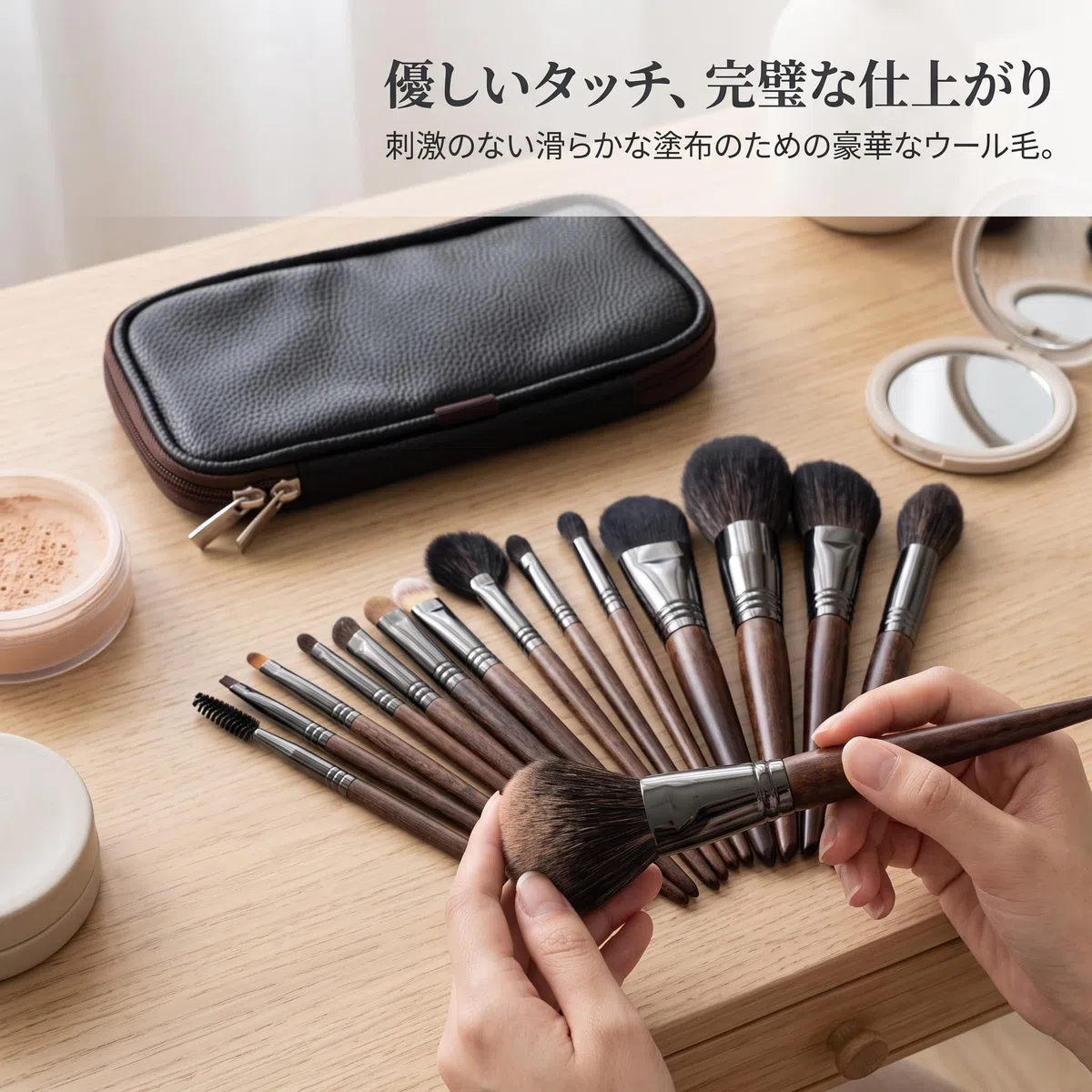 15-teiliges Make-up Pinselset professionell, mit Aufbewahrungstasche, für makelloses Gesichts-Make-up