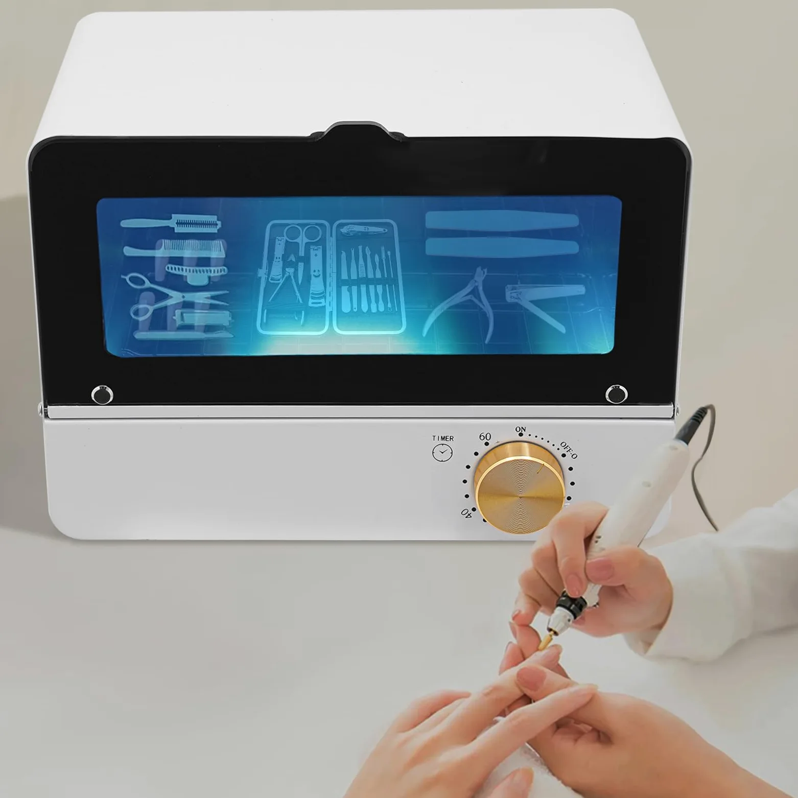 MINRS UV-Sterilisator mit Timer-Einstellung 6L großer Sterilisator für Nagelwerkzeuge multifunktionale Nagelreiniger Sterilisator 6W für Kosmetik, Tattoo, Pediküre-Studio, Friseursalon, Nagelstudio