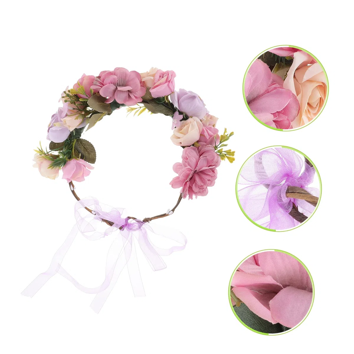Beavorty 5stücke Brautblumenkranz Haarschmuck Mit Großen Rosen Verstellbares Stirnband Für Hochzeiten Themenpartys Und Fotografie Elegant Und Für Damen