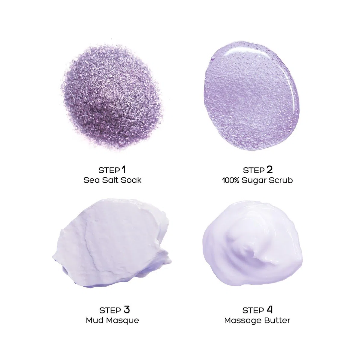VOESH Pedi Moments Lavender Relieve – 4-Schritte Pediküre - Salzbad, Peeling, Schlammmaske, Massagebutter & Dual-grit Nagelfeile - Enthält 2 Sets