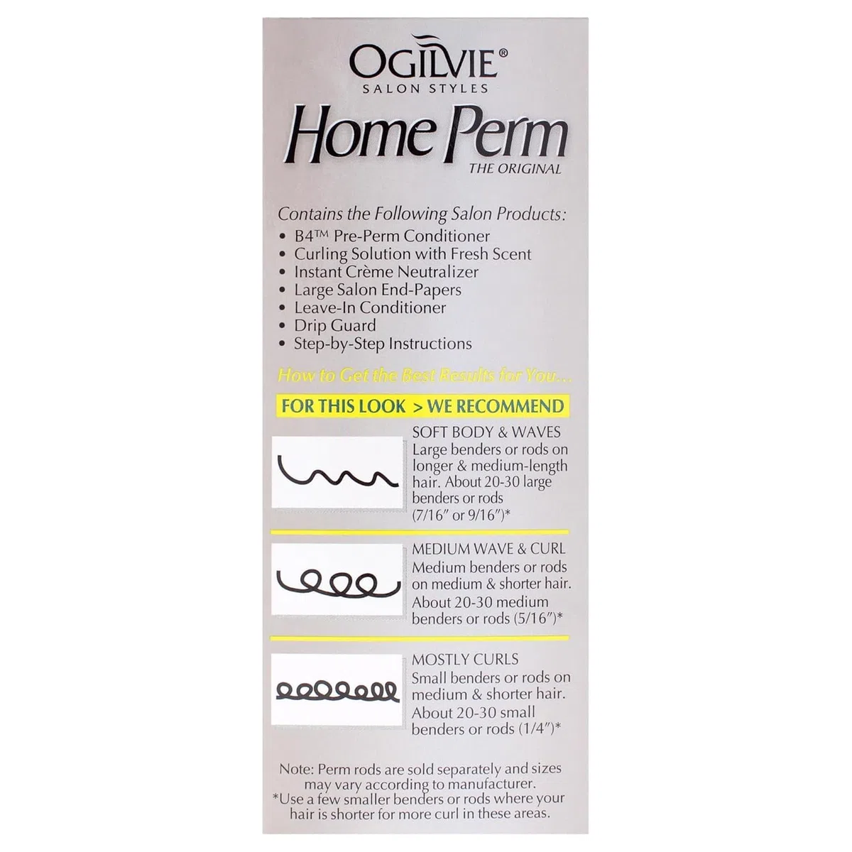 Ogilvie The Original Home Perm Dauerwelle Set für normales Haar Langfristige Locken und Wellen