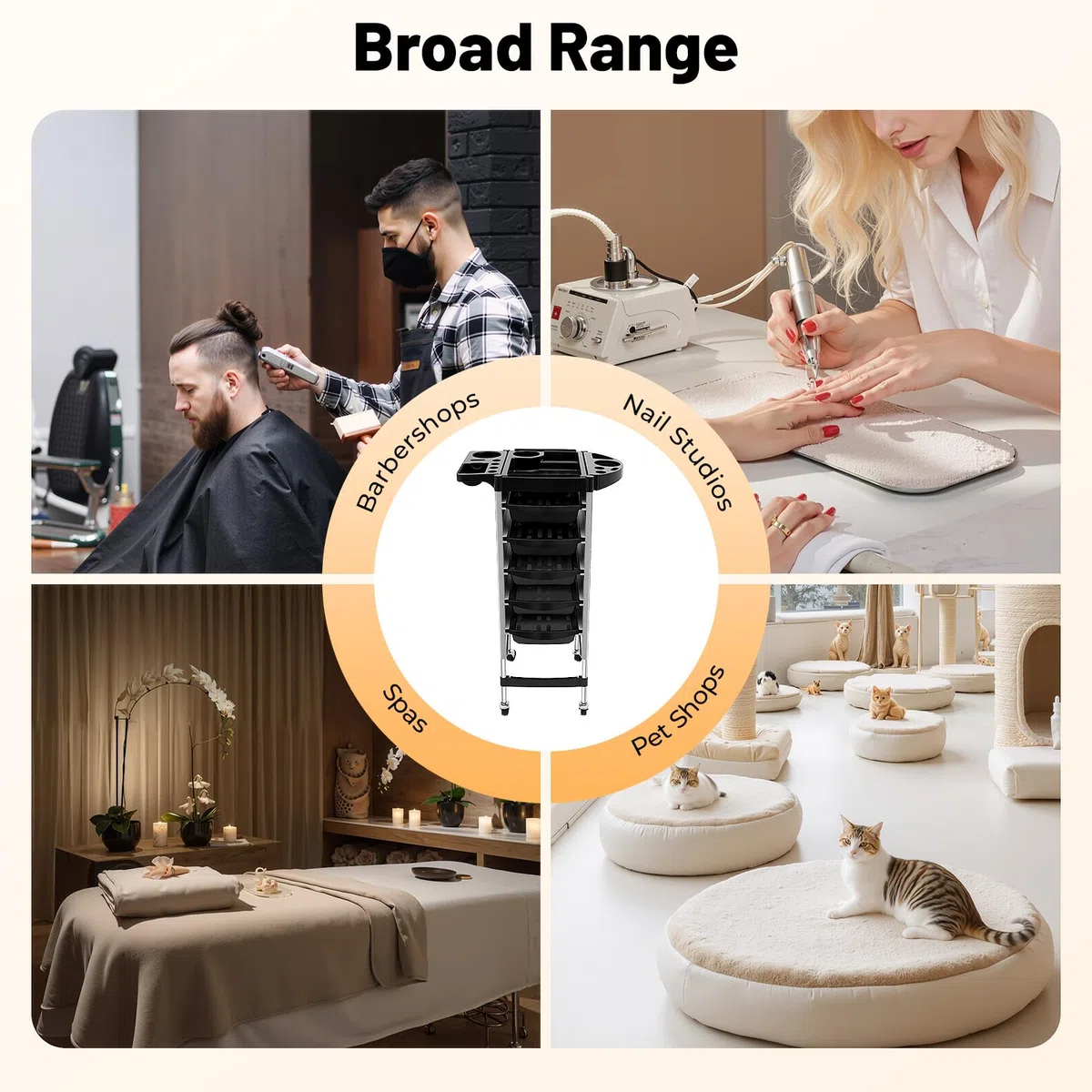 Friseurwagen mit 5 Schubladen 6 Etagen Friseur Rollwagen Friseur Arbeitswagen für Beauty-SPA-Barbershop usw (Weiß)