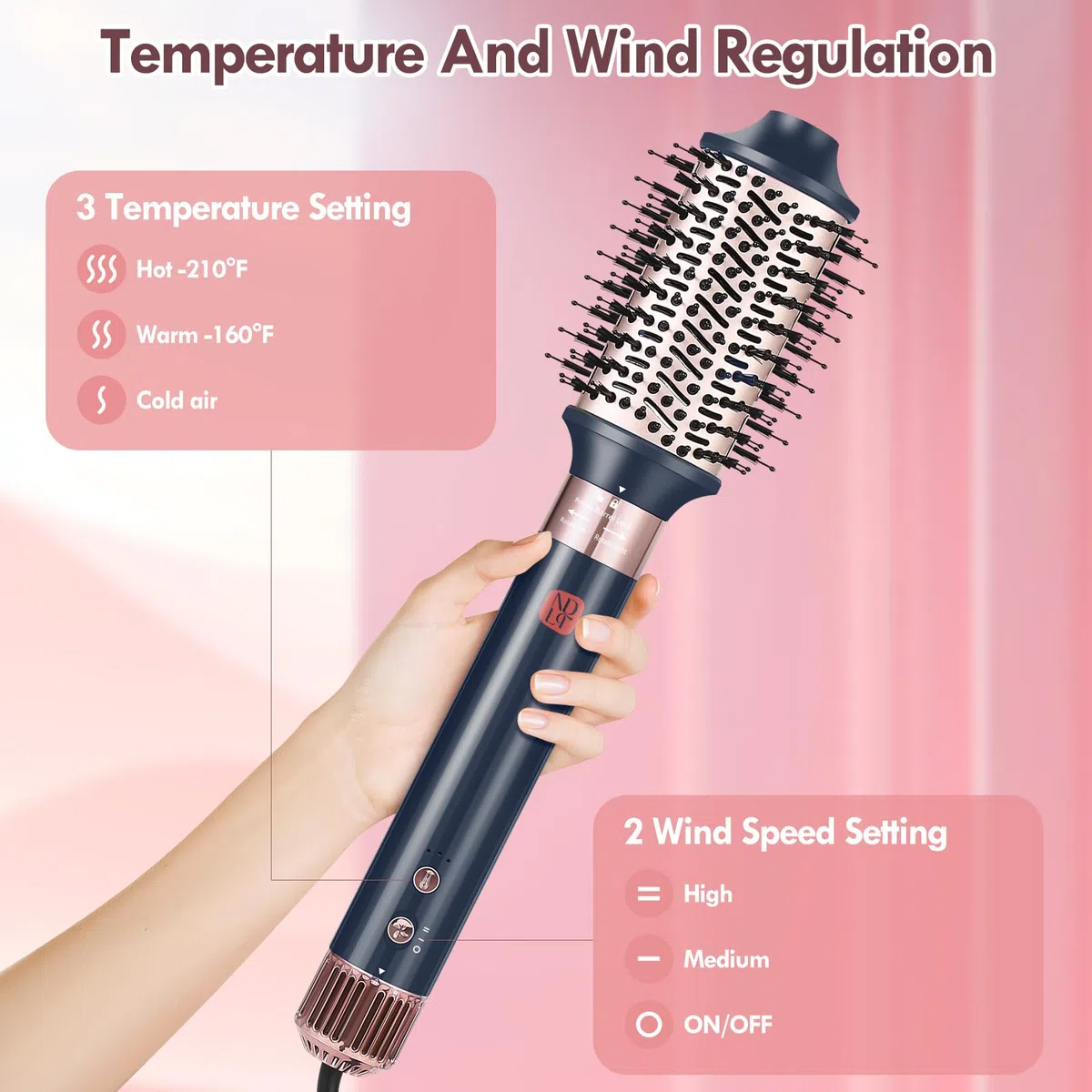 NDLT Hairstyler 5 in 1 Haartrockner Föhnbürste Glättbürste Lockenstab Rundbürste