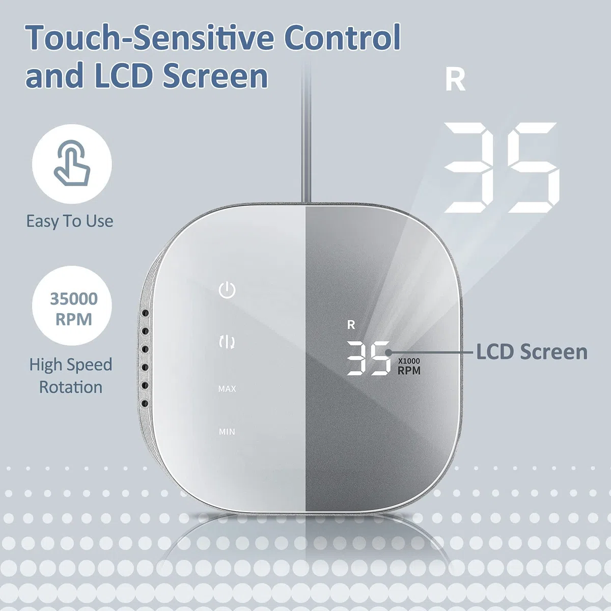 Madenia Elektrische Nagelfräser TouchPro Gelnägel 35000 U Min Profi Nagelfeile Elektrische Maniküre Pediküreset Kunstnägel, mit HD-Digitalanzeige, inkl 6x Bits, grau…