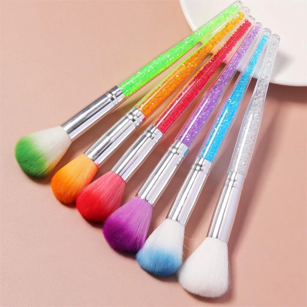 Nagelwerkzeuge Nagelbürste Nagelstaubpinsel Kristall Langer Griff Make-up Rougepinsel Make-up Puderpinsel
