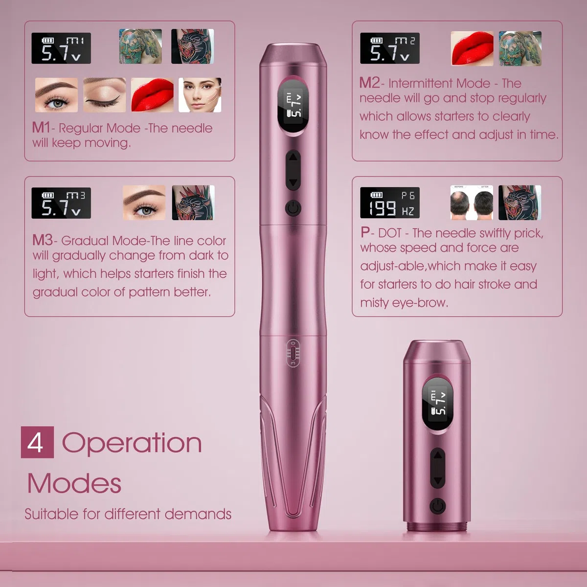 Biomaser Wireless maschine Semi Permanent Make-up Maschinen-Kit 2PCS 900mAh akku mit 10 Stück Patronen Nadeln für Augenbrauen Lippen Eyeliner Ombre Puder Brauen Microshading Zubehör