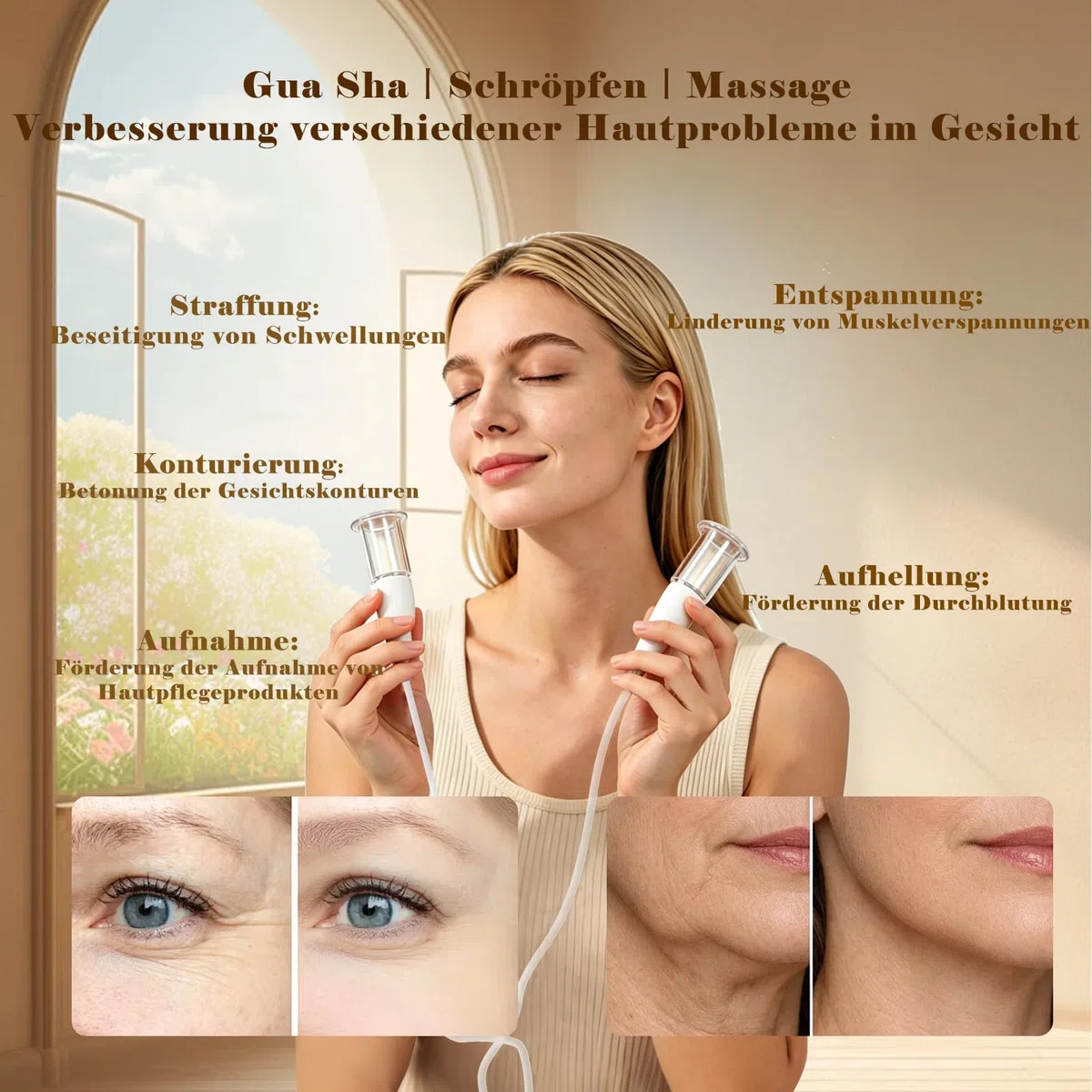 Elektrische Schröpfgläser für Gesicht, 3-in-1-Schröpfen Gua Sha und Massage für Hautpflege, 6Pcs Schröpfen Gesicht aus Echtglas, Straffen Sie Gesichtskonturen, Schröpfglas Set Anti Cellulite