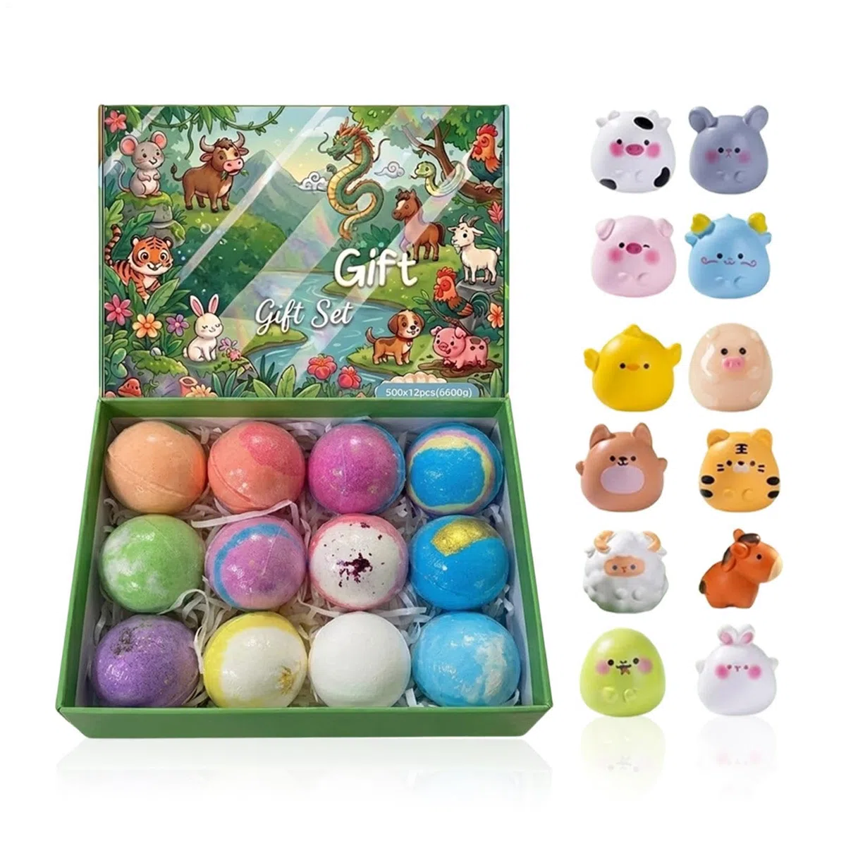 Duftende Badekugeln – 12-teiliges Set, Tierspielzeug | Schaumbälle mit Überraschung – Entspannung zu Hause, Spa, Reisen, Geschenk für Damen und Herren, entspannendes , Körperpflege