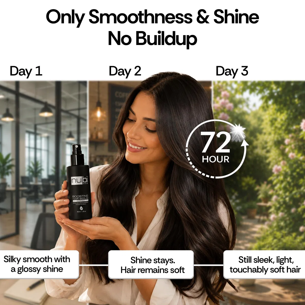 Nubi Boosting Hair Serum with Marula Oil, Vitamin E and Aloe Vera, 2 Fl. Oz./ 60 Ml