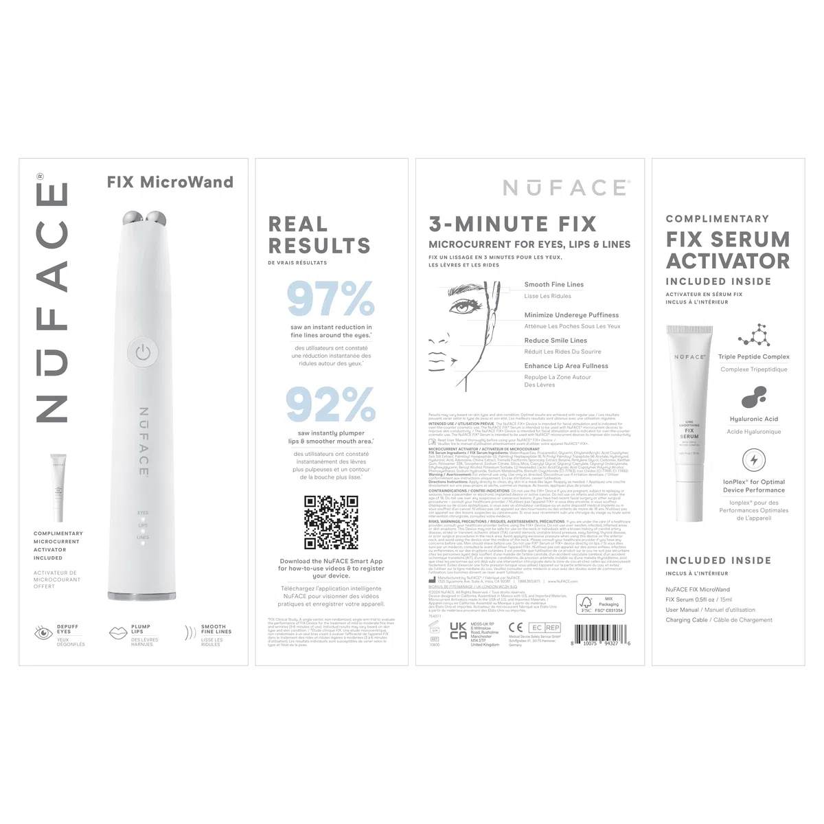NuFACE FIX MicroWand - Microcurrent Device + Serum Activator for On-The-Go Treatment of Forehead Lines, Crow's Feet, Under Eyes, Smile Lines & Fuller-Looking Lips