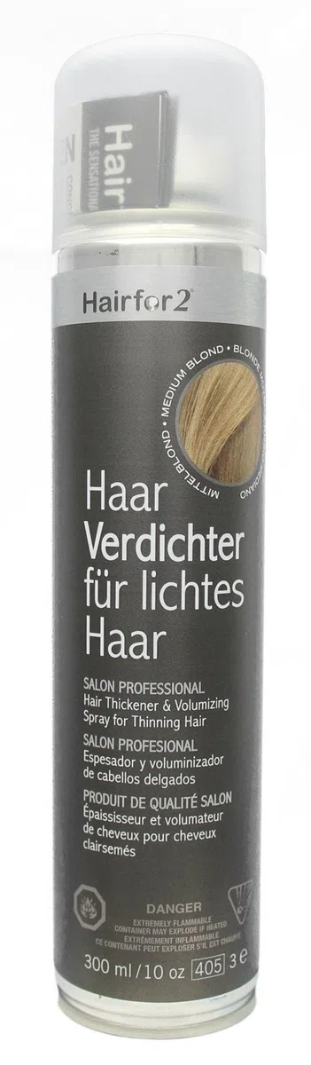 Hairfor2 Haarverdichtungsspray gegen lichtes Haar | Haarpuder | Streuhaar | Haarauffüller | Haarausfall | Haarverdichter (300ml, Mittelblond)
