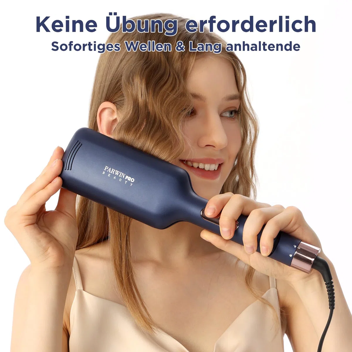 2 Fässer Meerjungfrau Welleneisen für haare, 32MM Lockenstab große locken, PARWIN PRO BEAUTY -Hair Curler, Wellenstyler mit 4 Einstellbarer Temperatur, Sofortiges Wellen (Preußischblau)